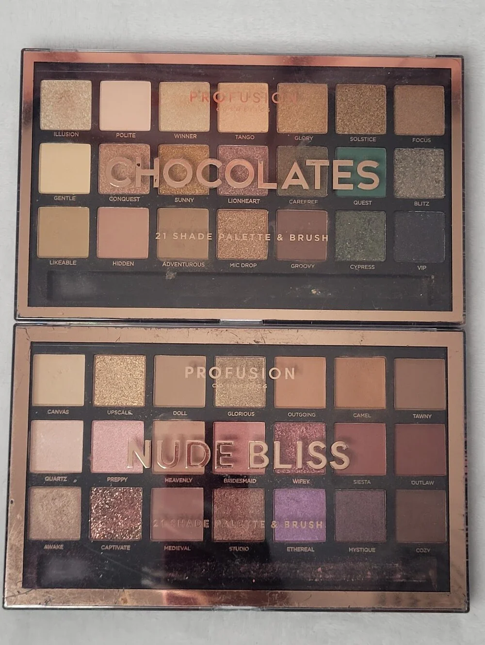 Profusion Cosmetics CHOCOLATES & NUDE BLISS 2 Palette Bundle 42 Shades Total